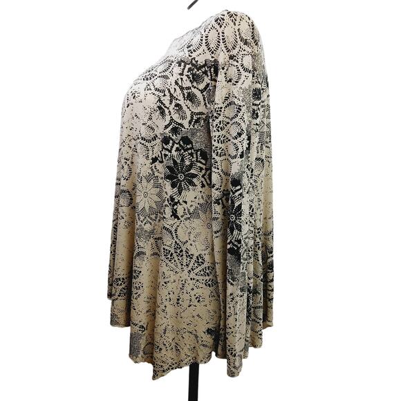 Peruvian Connection SZ M/L Boat-Neck Long Sleeve Pima Cotton Blend Swing Top - Picture 3 of 7